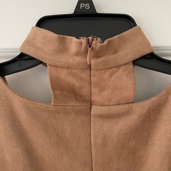 LF | Suede Tan Mini Dress with Choker | Size 2 - Picture 4 of 5